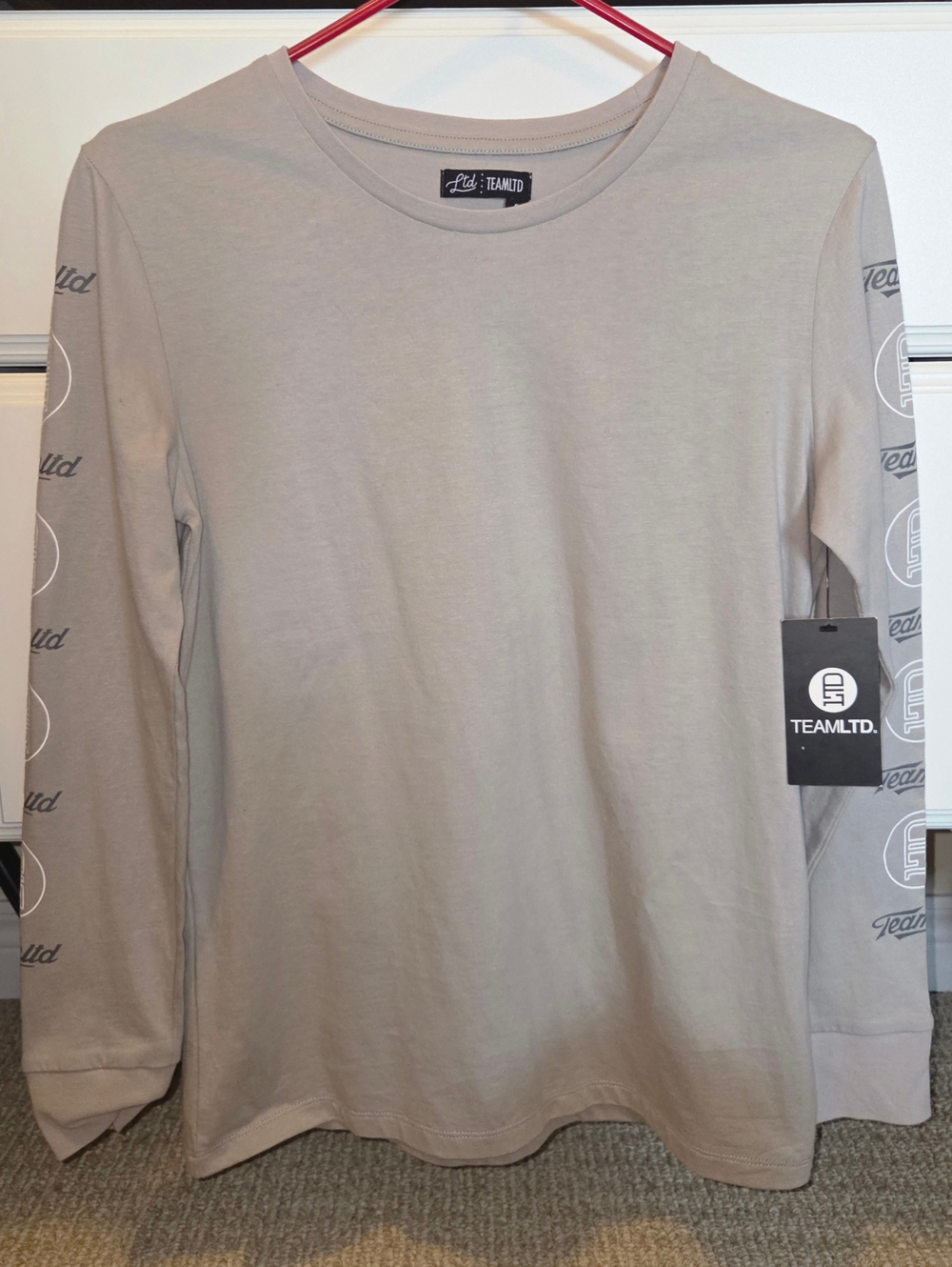 TeamLTD. Men's Long Sleeve Crewneck Shirt - Light Taupe Size S